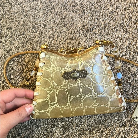 Maya Gold and Cream Crossbody Bag - Picture 2 of 10